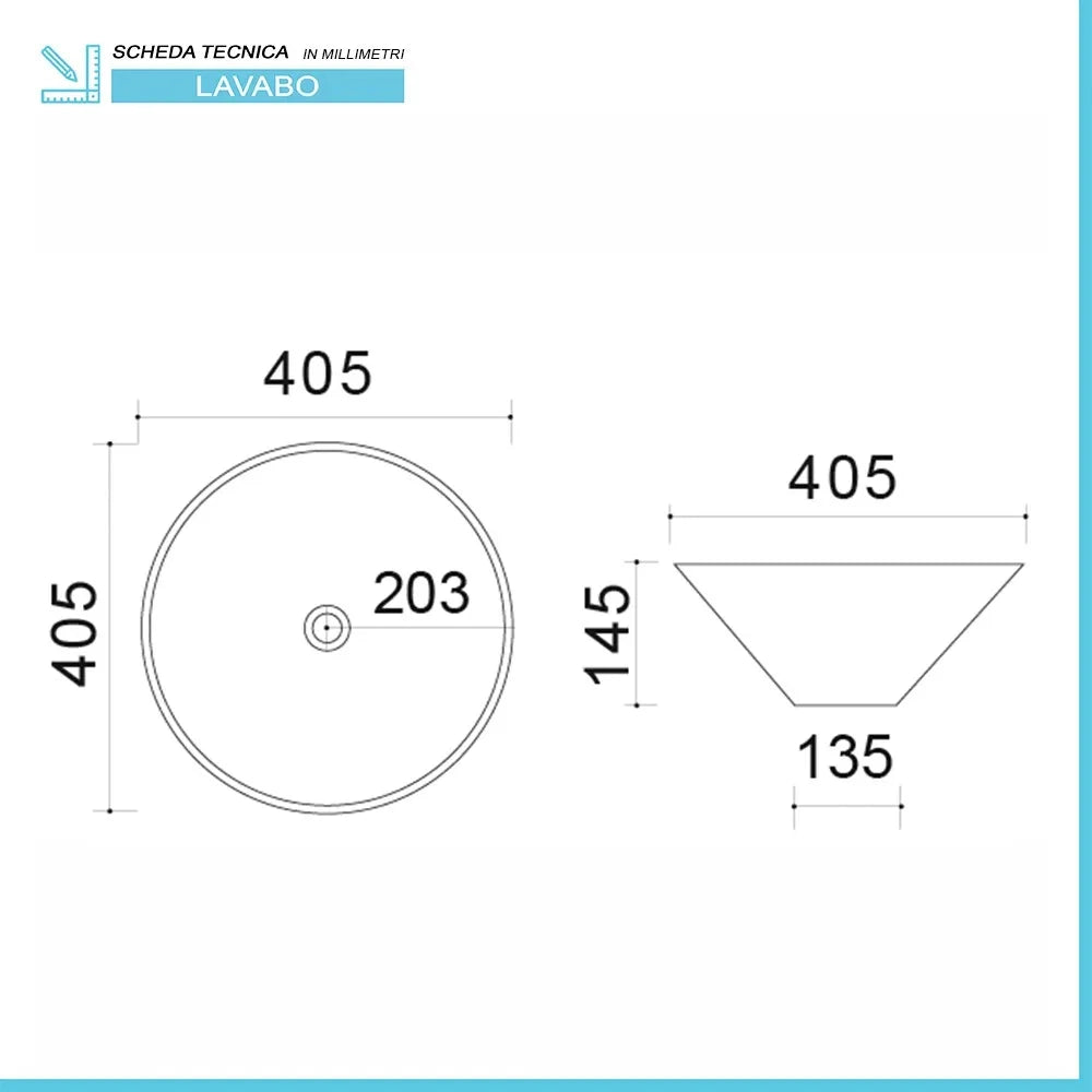 Lavabo da appoggio slim 40,5 cm bianco lucido in ceramica  Paras