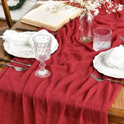 Tessuto di stoffa per tavolo Boho in tessuto di velluto rosso, dimensioni 80x400 cm, decorazione per tavolo per matrimoni, Natale, feste, compleanni, San Valentino, baby shower e decorazione.