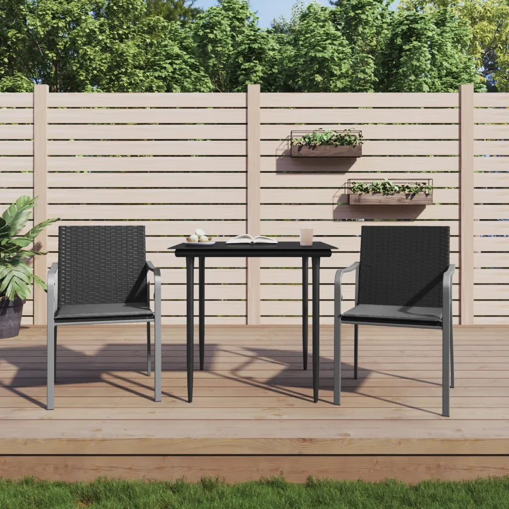 Set Pranzo da Giardino 3pz con Cuscini in Polyrattan e Acciaiocod mxl 76603