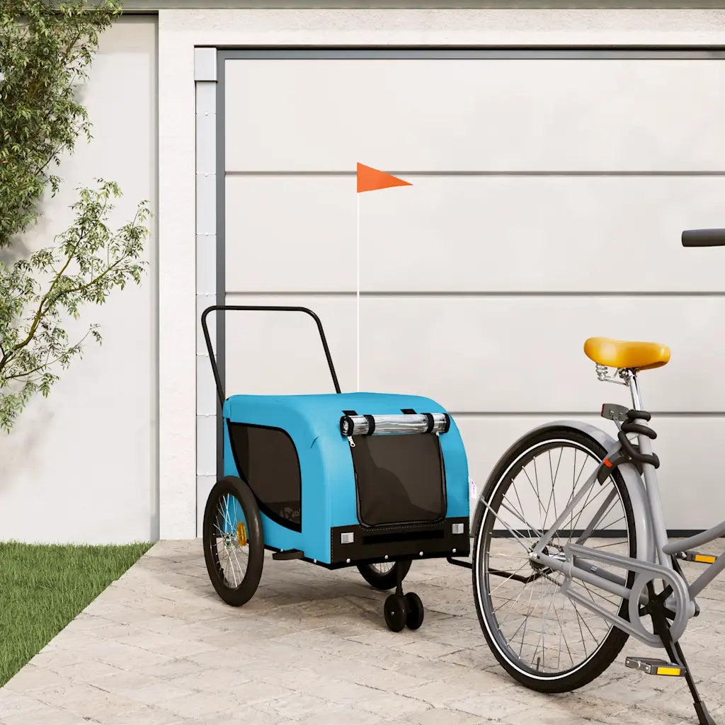 Rimorchio da Bici per Animali Blu e Nero Oxford e Ferro CFW4909747