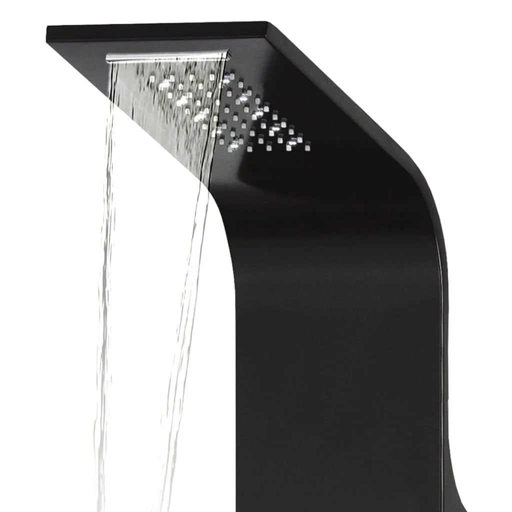 Pannello doccia con soffione rubinetto vetro acciaio inox 130 cm nero 02_0003431
