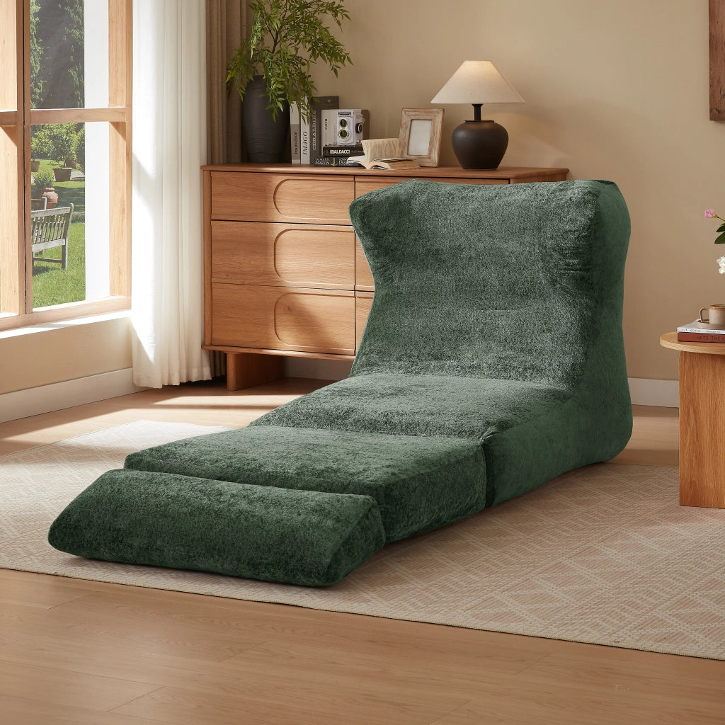 Fauteuil convertibile in schiuma con design unico e uso versatile per soggiorno e camera verde 31 × 31 × 107 cm