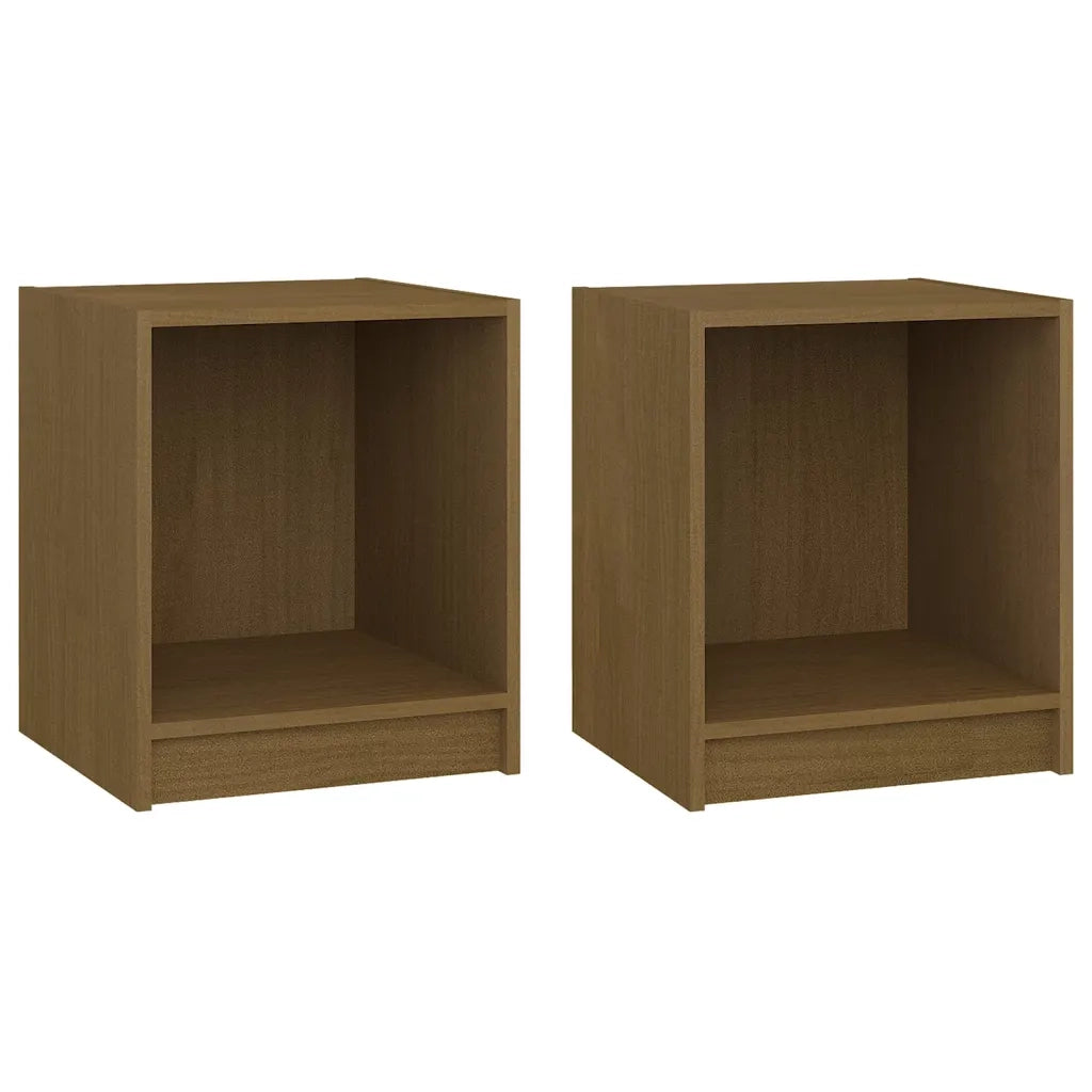 Set di 2 Comodini | Armadio da Notte | Mobiletto da notte Marrone Ambra 35,5x33,5x41,5 cm in Legno di Pino