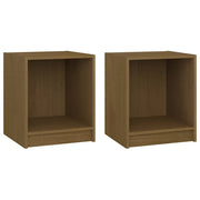 Set di 2 Comodini | Armadio da Notte | Mobiletto da notte Marrone Ambra 35,5x33,5x41,5 cm in Legno di Pino