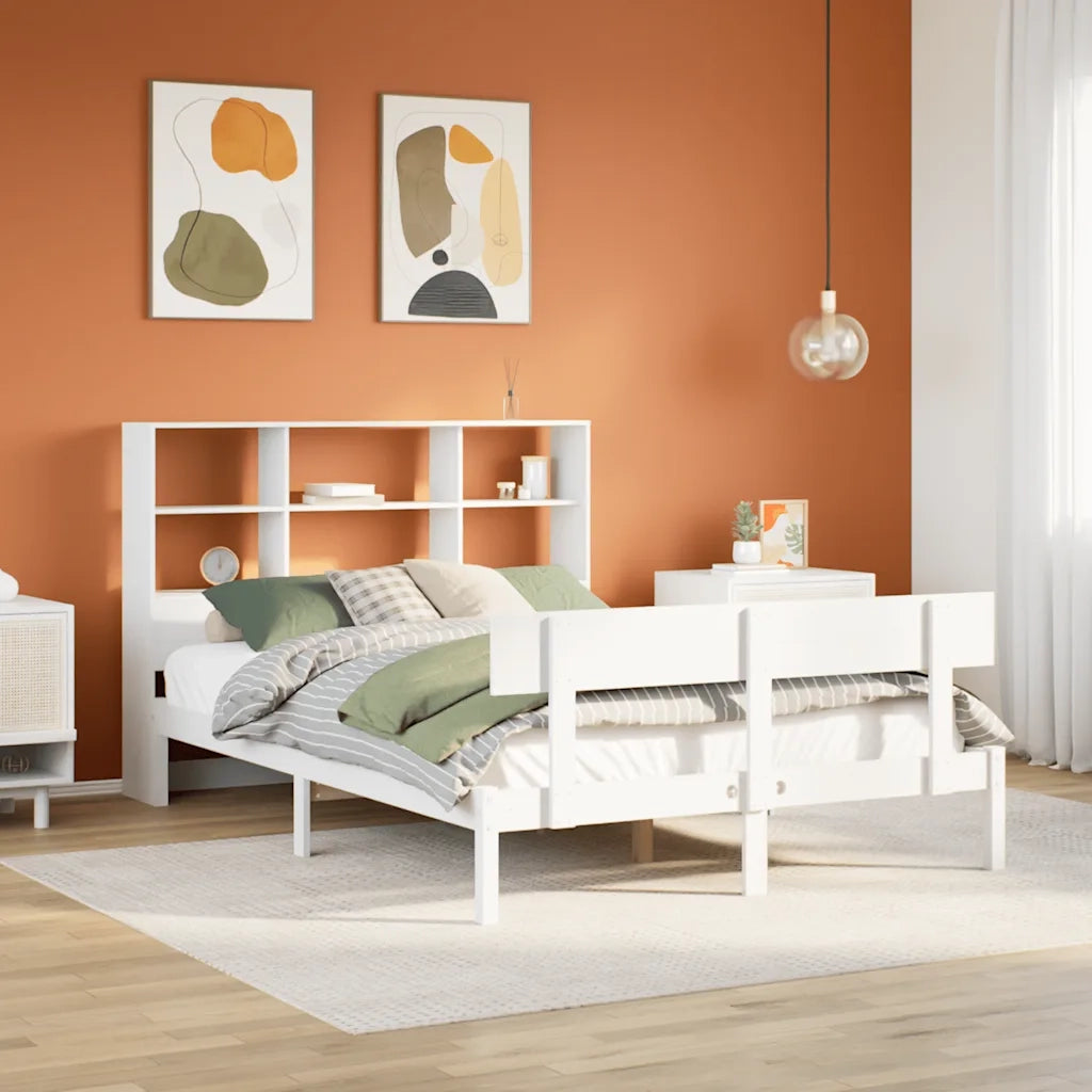 Letto Libreria senza Materasso Bianco 120x190 cm Legno di Pino 3321797