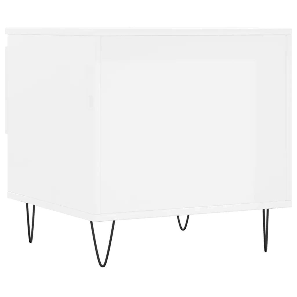 2 pz Tavolini salotto | Tavolino da caff¨¨ | Tavolino da Soggiorno Bianco Lucido 50x46x50cm Legno Multistrato