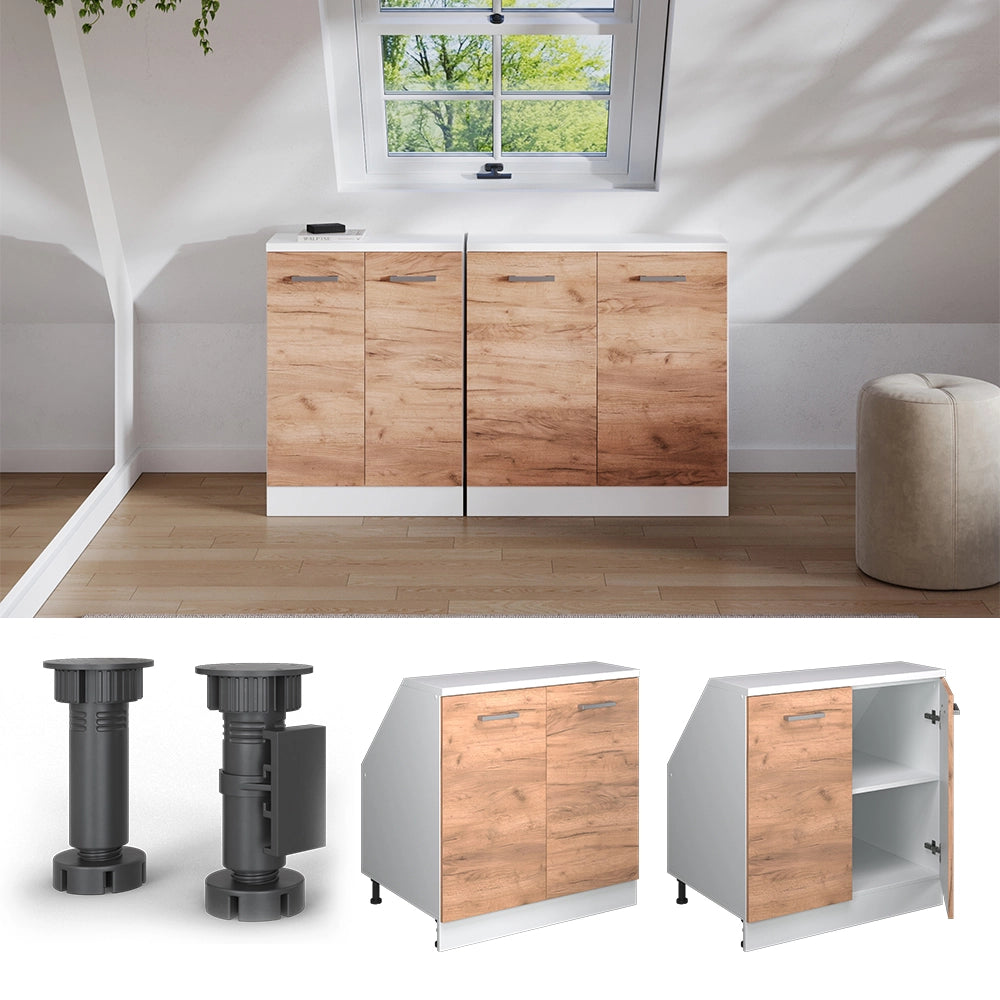 Mobile sottotetto Rion Rovere dorato/Bianco 80 x 83.8 cm con 2 porte, carcassa 60 cm profondità Vicco