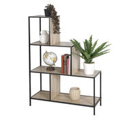 Scaffale a scala su 4 livelli collezione HOLBORN – Stile industriale, colore quercia e nero