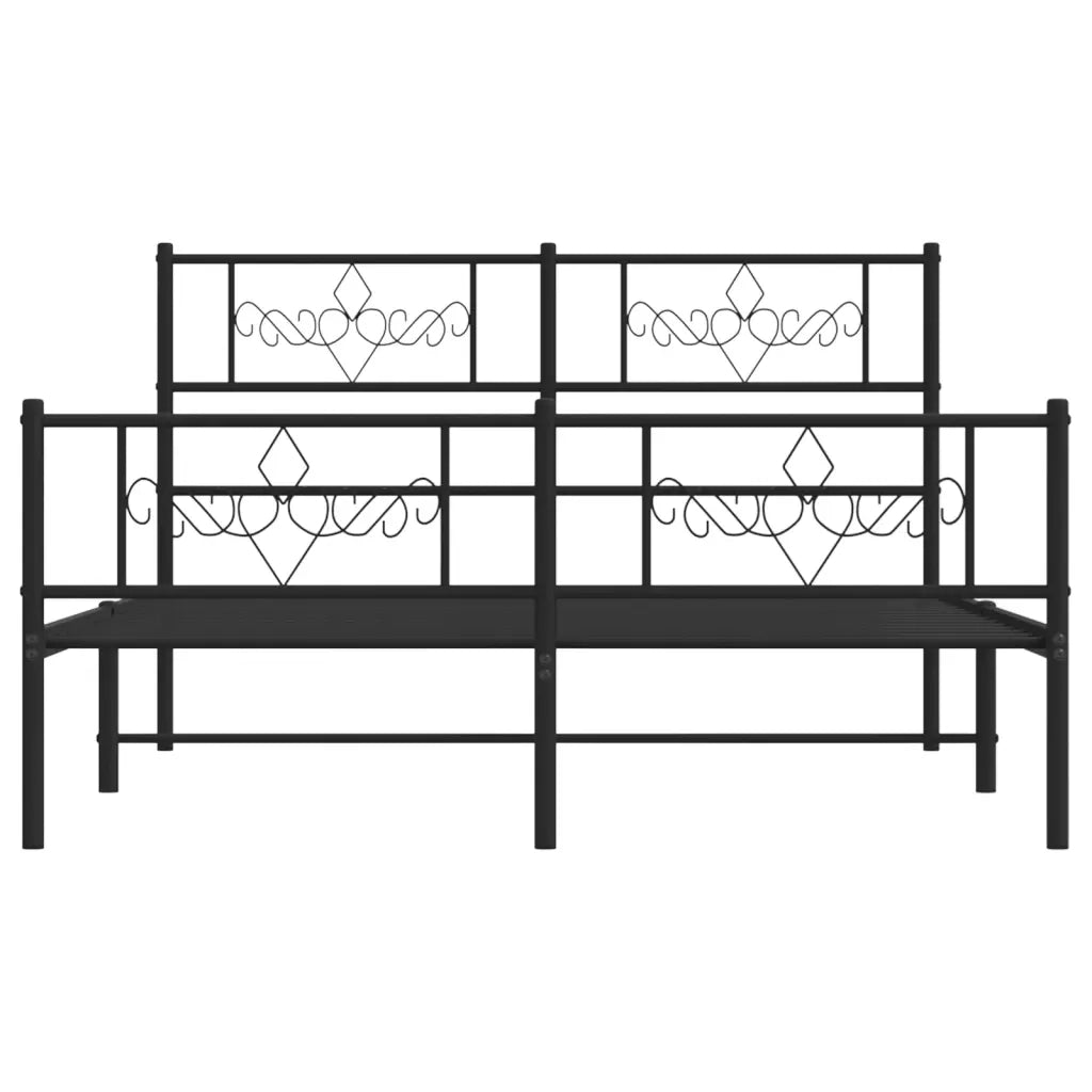 Giroletto con Testiera e Pediera-Struttura Letto Metallo Nero 120x200 cm 979562
