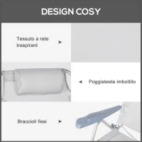 Set 2 Sedie da Campeggio Pieghevoli e Reclinabili su 6 Livelli, in Alluminio e Schiuma, 62x65x80 cm, Grigio Chiaro