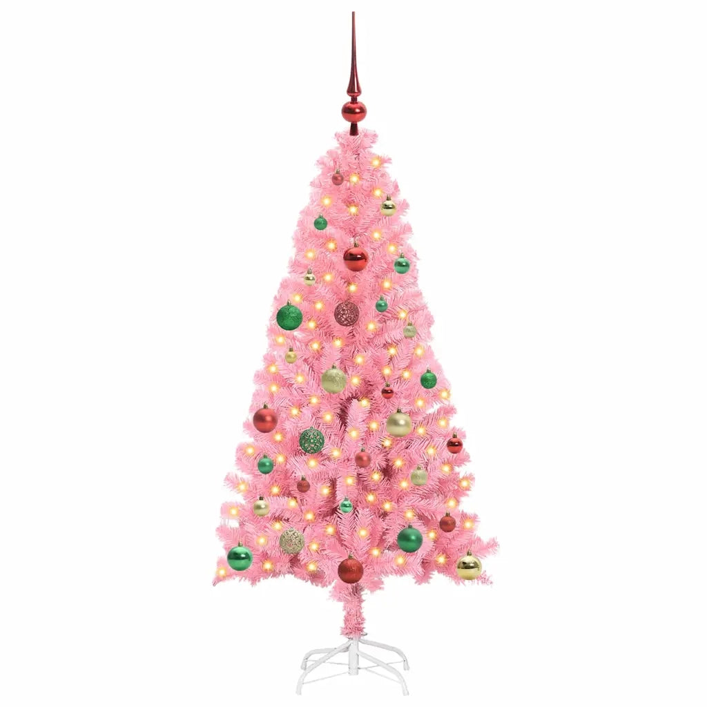 Albero di Natale | Decorazioni natalizie con 150 LED con supporto Rosa 150 cm PVC