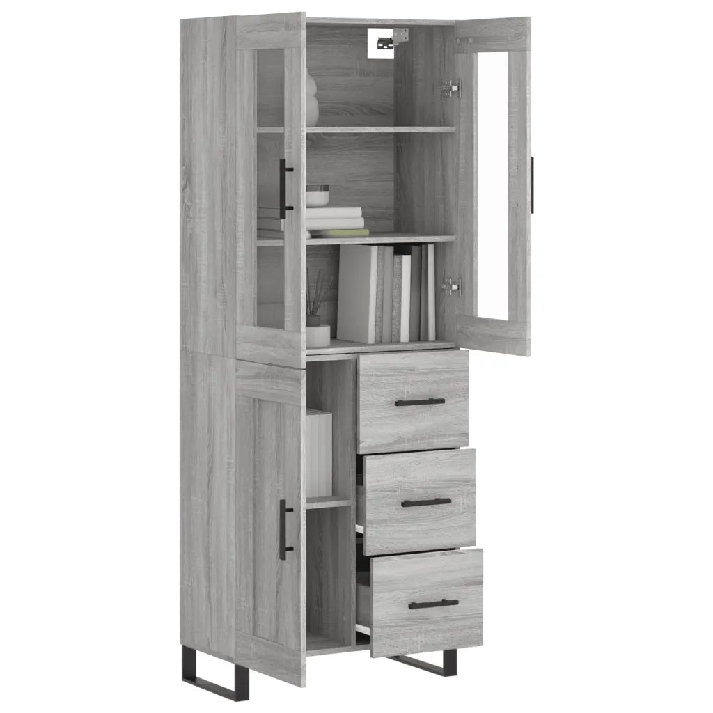 vidaXL Credenza Grigio Sonoma 69,5x34x180 cm in Legno Multistrato