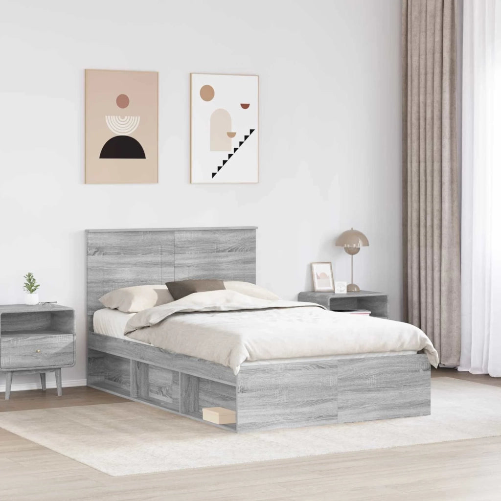 Struttura del letto Grigio Sonoma 135 x 190 cm Pino massello 3409368