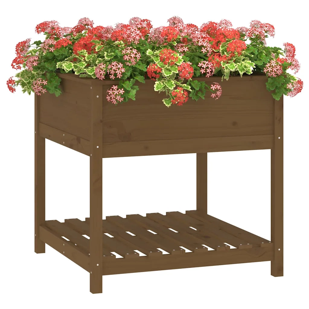 Fioriera con Mensola Ambra 82,5x82,5x81 cm Legno Massello Pino 823797