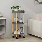 Carrello 3 Ripiani Grigio 38x38x82 cm Legno Multistrato e Pino 345602