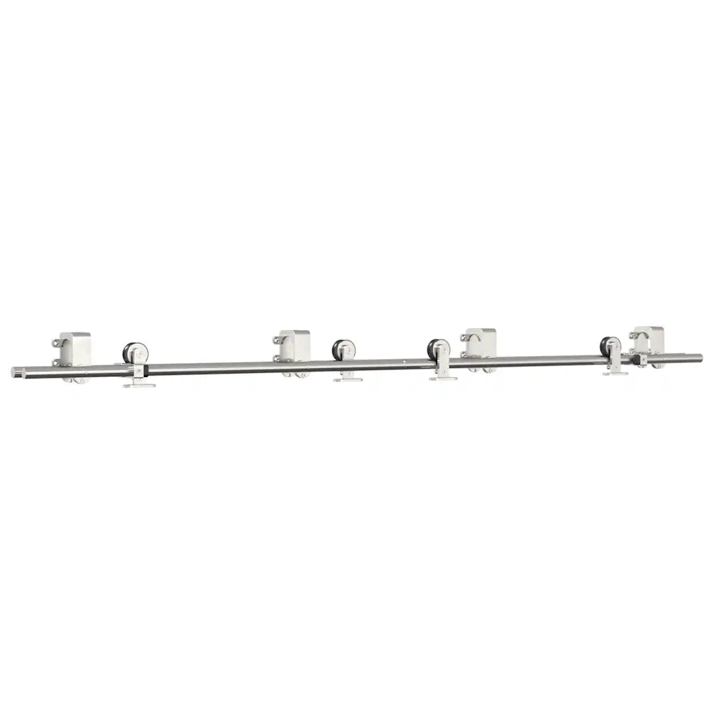 Kit Binari Porta Scorrevole 200 cm Acciaio Inossidabile Argento