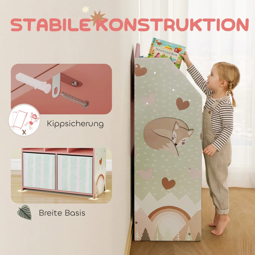 Libreria bambini con 2 cassetti ¨C zephmum ¨C Rosa 62.5x30x91.5 cm