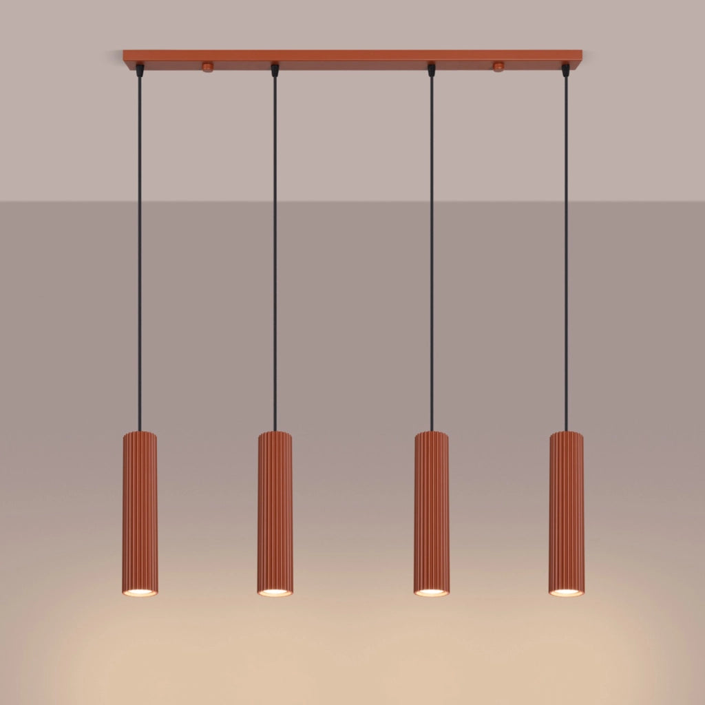 Lampada a sospensione KARBON 4L ocra rossa
