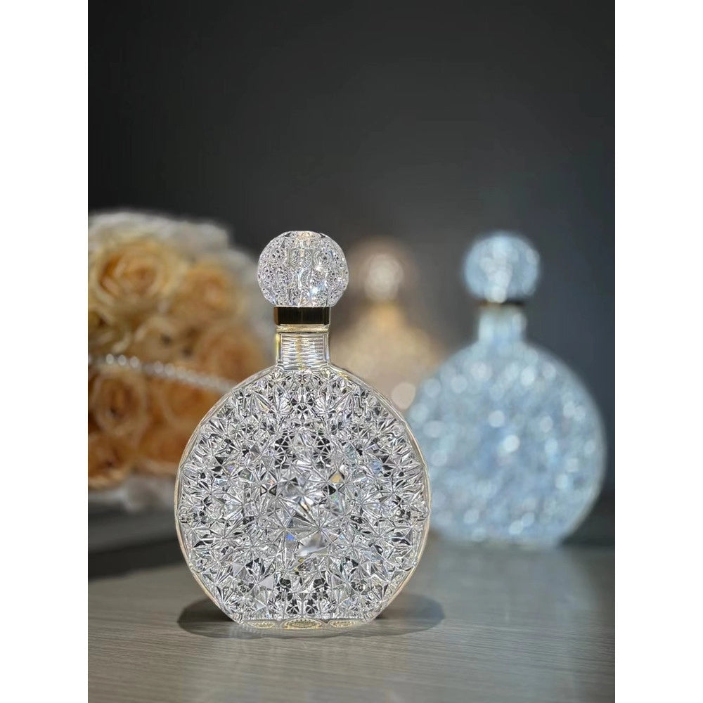 Trade Shop - Lampada Da Tavolo Luce Notturna D'atmosfera Cristallo Bottiglia Vino Ricarica Touch -