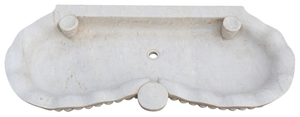 Biscottini Vasca smerlata in marmo bianco L120xPR56xH15 cm realizzata completamente mano