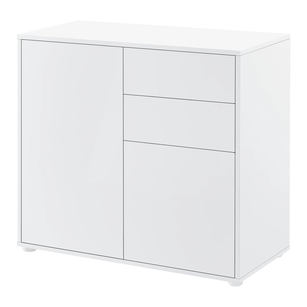 Cassettiera con 2 cassetti e 2 ante 74 x 79 x 36 cm bianco lucido 03_0006817