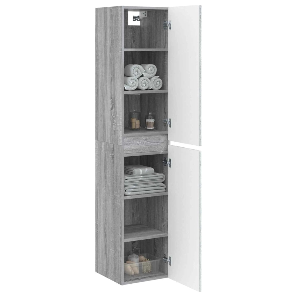 Mobiletto da Bagno a Muro Sonoma grigio 33 x 34,5 x 160 cm 890518