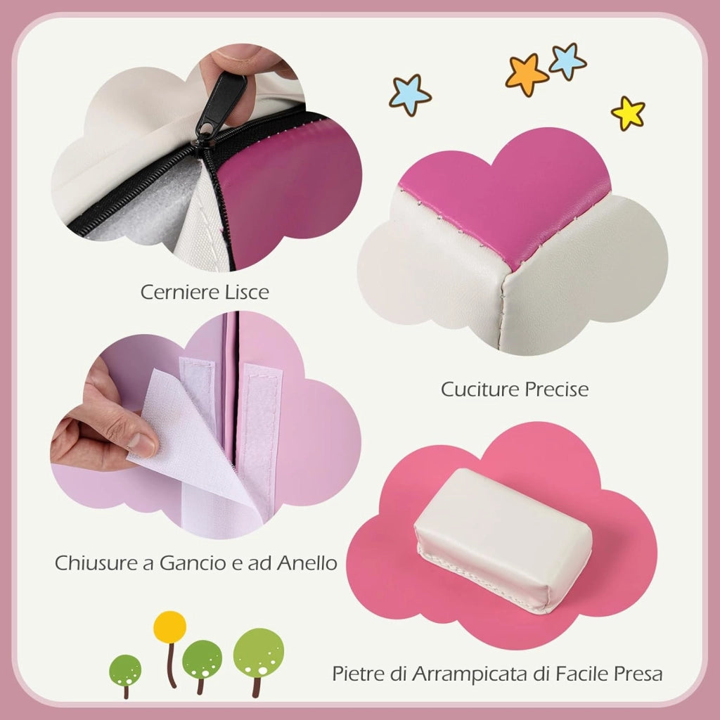 Set di 6 Blocchi di Schiuma per Arrampicata per Bambini, Blocchi in Schiuma per Arrampicarsi e Strisciare, Costruzione Mattoncini Morbidi per Bambini 12+ Mesi (Rosa)