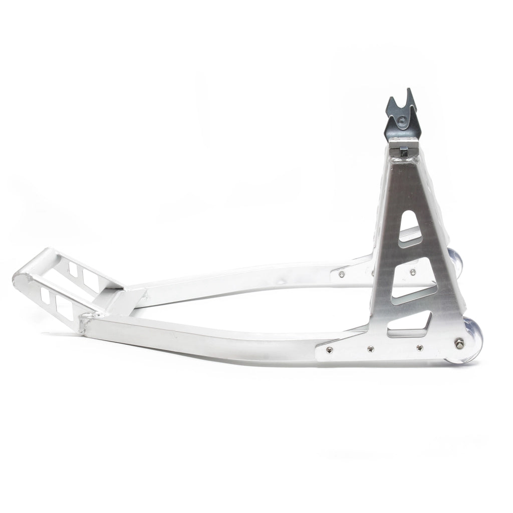 Cavalletto alzamoto posteriore sotto forcella, max 317 kg, con rotelle, per ruote posteriori