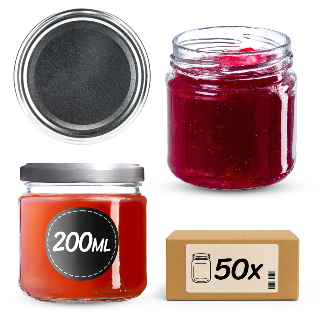 Barattoli per conserve KADAX Lerma 200 ml 50 pezzi 66 mm + coperchi argento