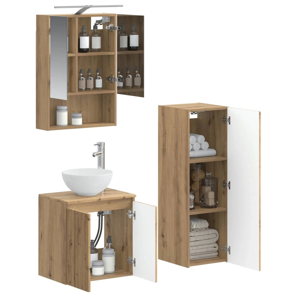 Set di mobili per il bagno 4 pcs Rovere Artigianale 3407422