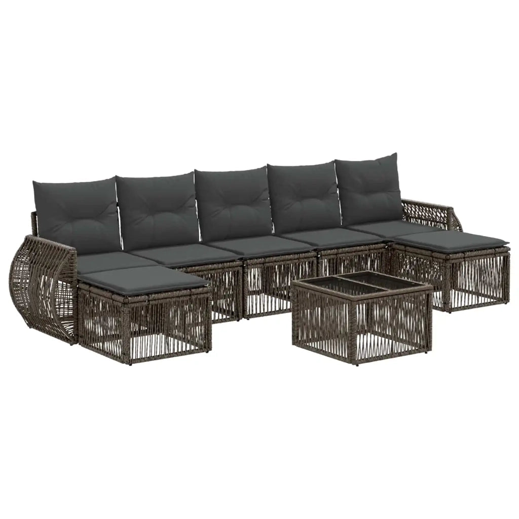 Set Divano da Giardino 8 pcs Grigio e Grigio Scuro polyrattan 3435506