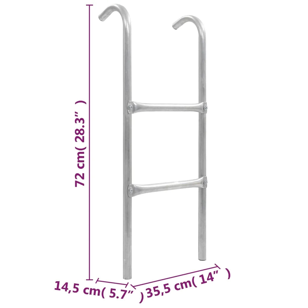 Scaletta per Trampolino 2 Gradini in Acciaio Argento 72 cm (Adatto per Altezza di 65 cm) 92408