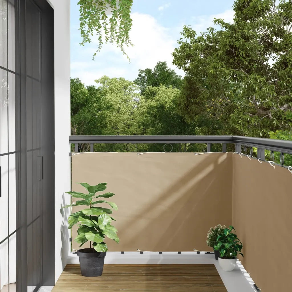 Paravento da Balcone in Tessuto Oxford 90x600 cm Beige 42335