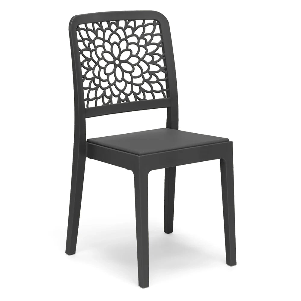 Sedia in polipropilene TICHE, impilabile, resistente ai raggi UV, design moderno, ideale per sala da pranzo, cucina, sala d’attesa, bar, ristoranti o giardino, colore Antracite