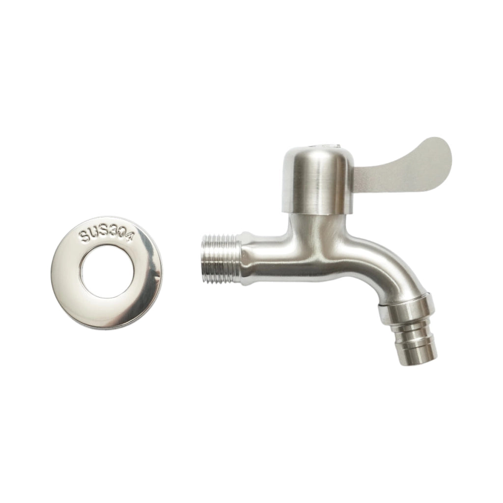Rubinetto per acqua di servizio, a parete, in acciaio inox