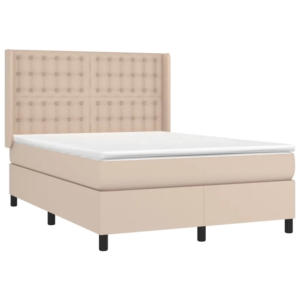 Giroletto Molle Materasso e LED Cappuccino 140x190cm Similpelle