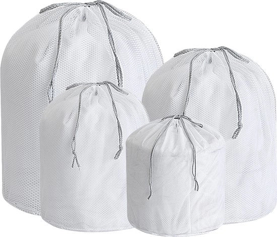 Set di 4 sacchetti per lavatrice con cerniera - Sacchetti per lavatrice a maglia per delicate, con 70g di rete grossa - Utilizzabili per magliette, calze, intimo, reggiseni, lingerie, abbigliamento per bambini - Con cordoncino per chiusura
