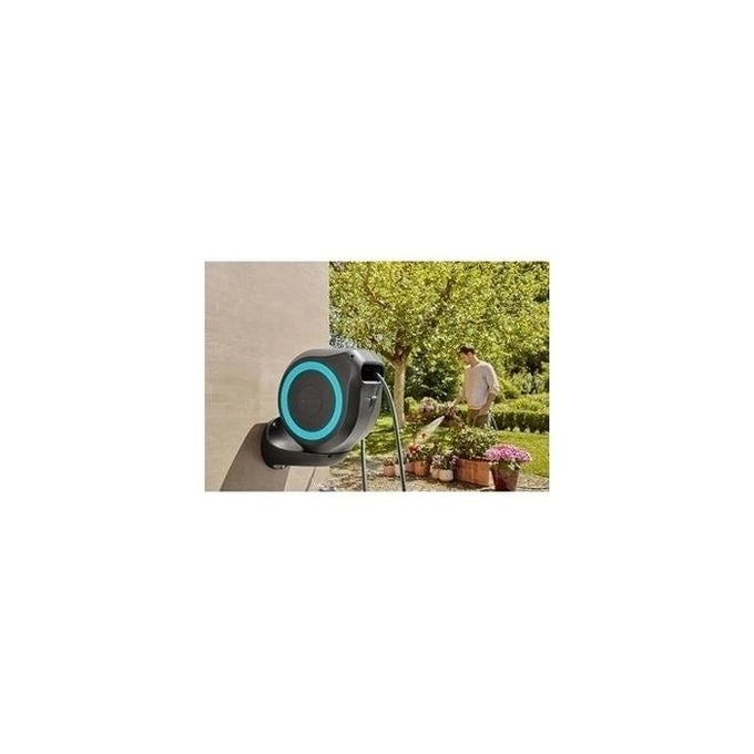 Gardena 18610-20 avvolgitubo da giardino Rocchetto montato a muro Automatico Grigio, Turchese