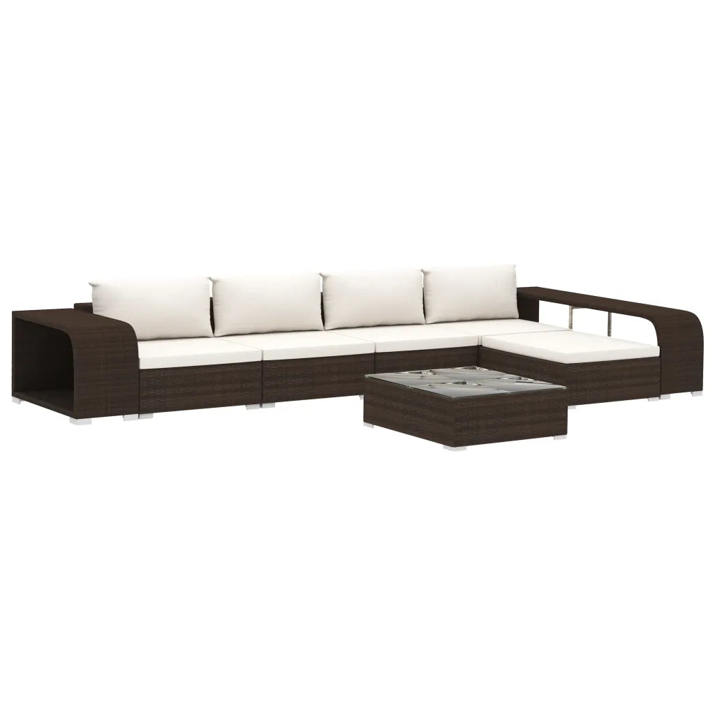 Set Divani da Giardino 8 pz con Cuscini in Polyrattan Marrone 48311