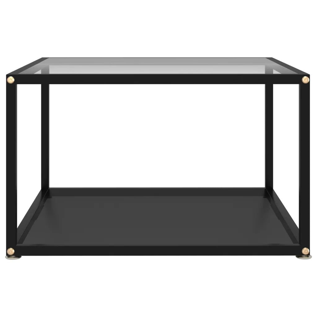 Tavolino da Salotto Trasparente e Nero 60x60x35cm in Vetro Temperato