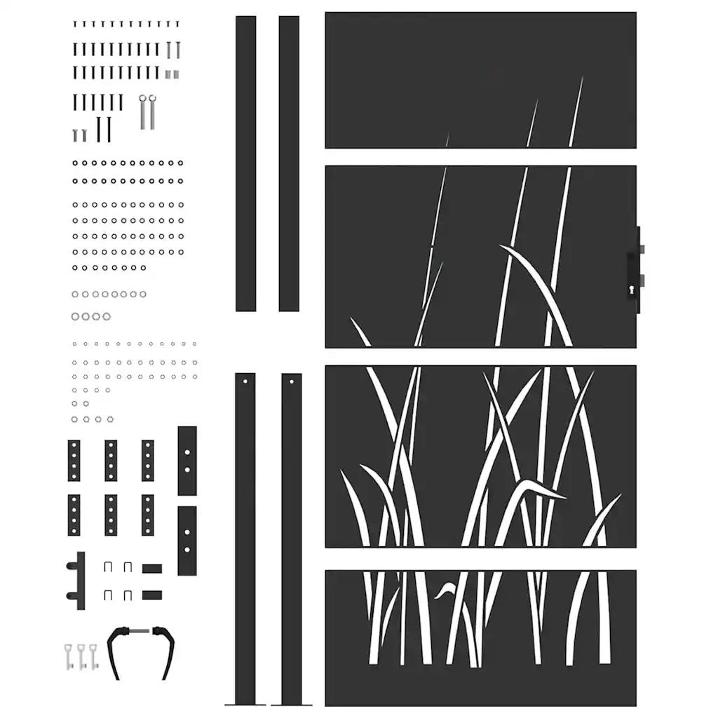vidaXL Cancello da giardino con blocco Nero 105 x 200 cm