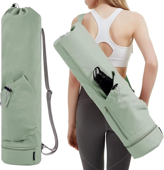 Borsa da Yoga con Supporto e Tasca Umida - Borsa Multifunzionale per Mat da Yoga e Attrezzatura Sportiva - Nero
