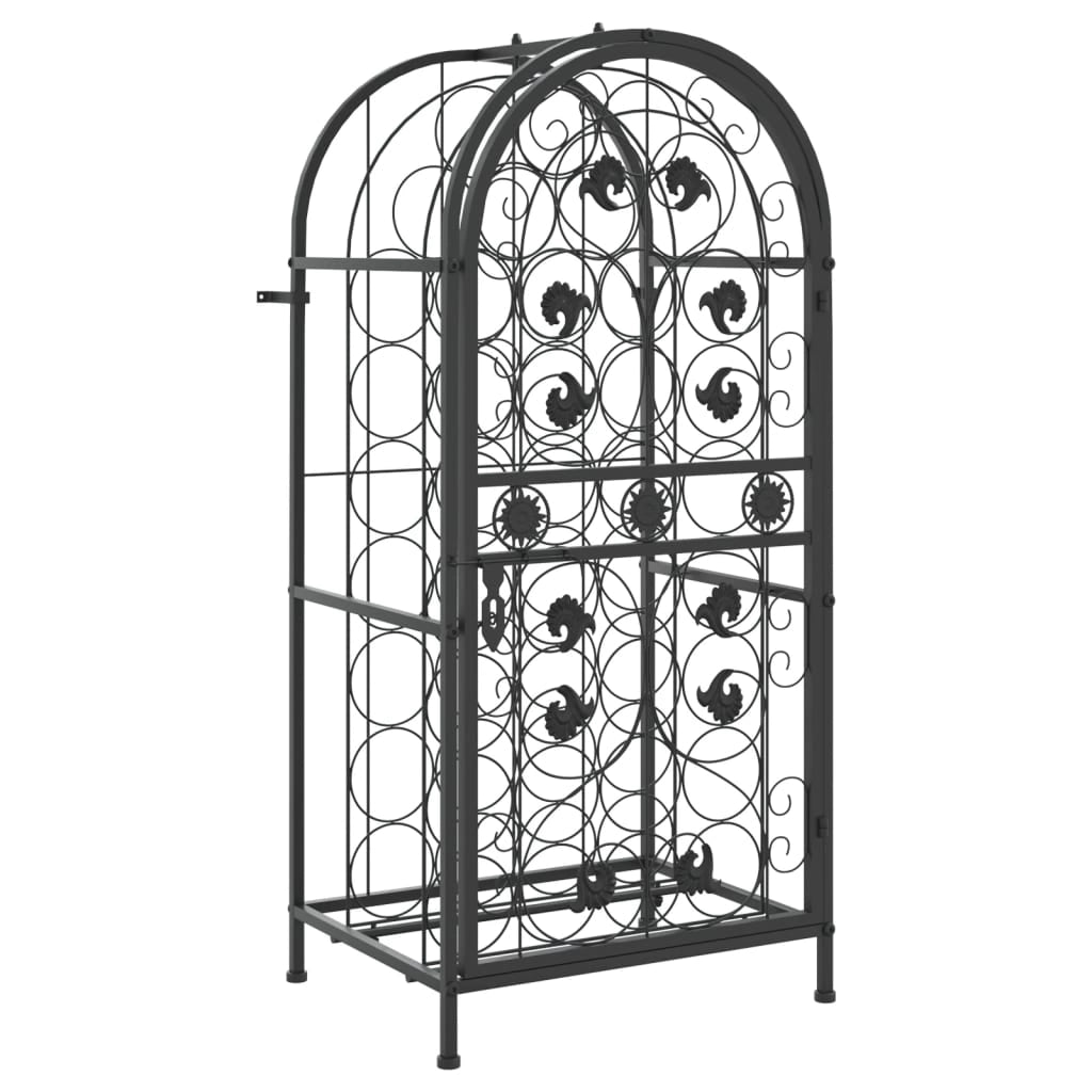 Portavini da 33 Bottiglie Nero 45x36x100cm in Ferro Battutocod mxl 82803