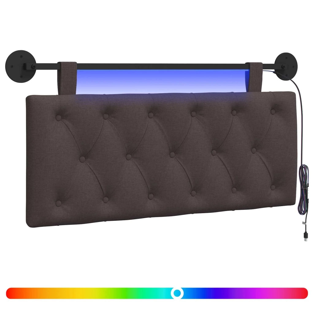 Testiera sospesa Con luce LED Marrone Scuro Tessuto