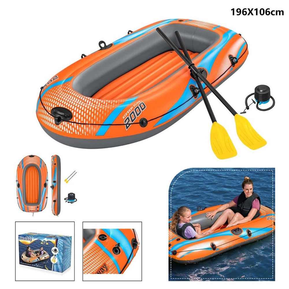 Trade Shop - Kit Canotto Gonfiabile 196x106cm Kondor Elite 2000 Con Remi Pompa A Pedale 61141 -