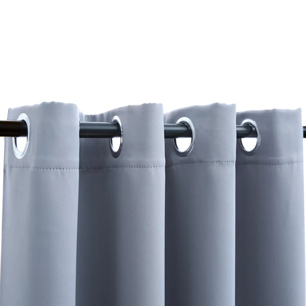Tende Oscuranti con Anelli in Metallo 2 pz Grigie 140x225 cm cod mxl 64488
