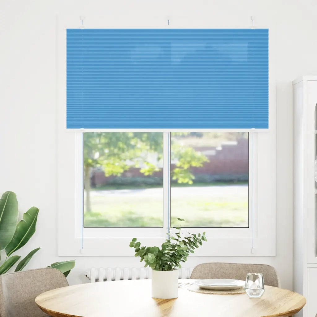 vidaXL Tenda Plissettata Blu 115x150 cm Larghezza Tessuto 114,4 cm