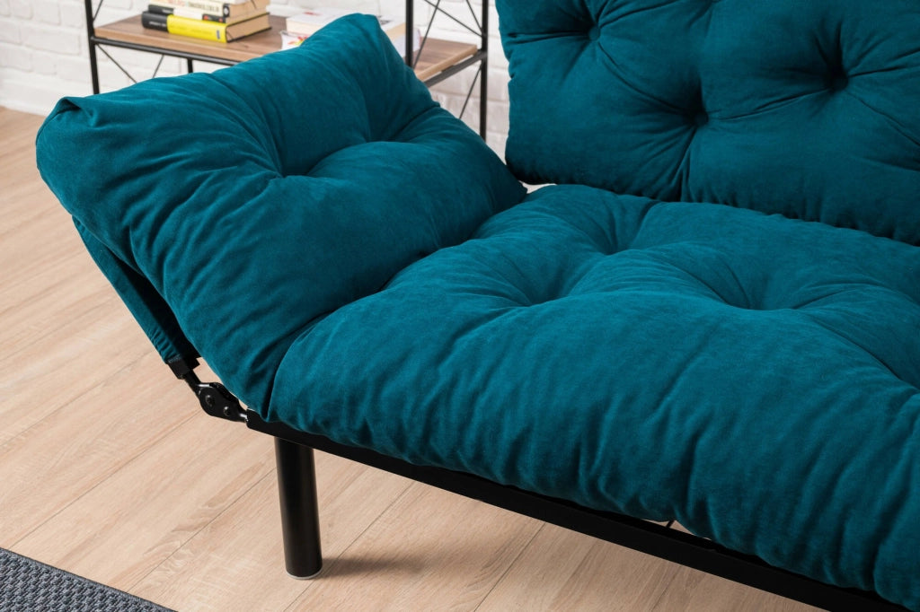 Guchol, Divano Letto 2 Posti Contenitore, 155x70 cm Azzurro