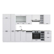 Cucina componibile Fame-Line Bianco rustico/Bianco 355 cm, PL Marmo Vicco