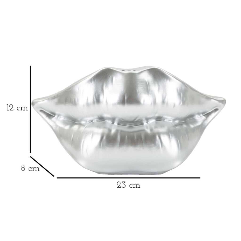 Vaso Decorativo Bocca, Argento, Poliresina, 12x23x8 cm